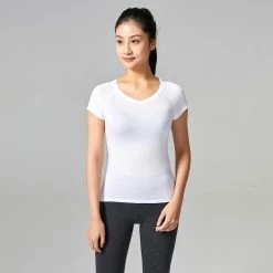 NYAMBA 500 Slim-Fit Women's Pilates & Gentle Gym T-Shirt GREY BLUE -Women Sports Elegant Store k926f99716847d60d3804018a610e3afc