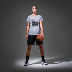 TARMAK Women's Intermediate Basketball T-Shirt / Jersey TS500 Squirrel grey -Women Sports Elegant Store k96e922c9e94d1d66a8e374d01bec66f6