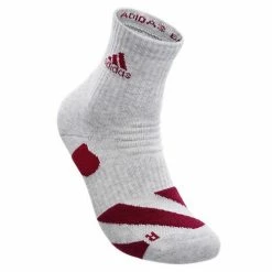 ADIDAS wucht P5 Badminton Socks Mid Cut Grey with Power Berry Size 2 WHITE