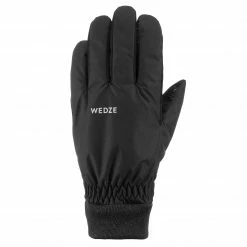 WEDZE ADULT DOWNHILL SKI GLOVES 100 BLACK