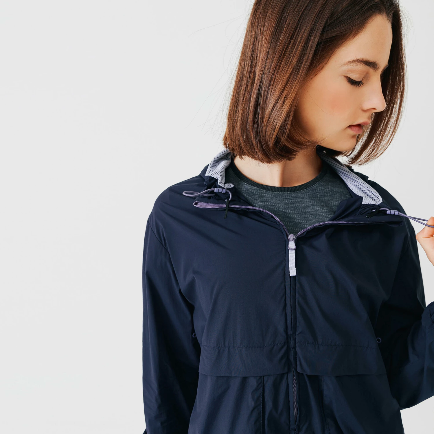 KALENJI Women's Running Windproof Jacket Wind Breath DARK BLUE/LIGHT BLUE/BLUE 4 KALENJI Women's Running Windproof Jacket Wind Breath DARK BLUE/LIGHT BLUE/BLUE - Image 4