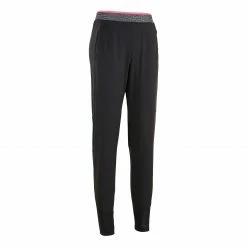 DOMYOS Women's Fitness Cardio Training Bottoms BLACK/GREY/Fluo coral pink