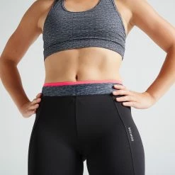 DOMYOS 100 Women's Fitness Cardio Training 7/8 Leggings BLACK/GREY/Fluo coral pink 6 DOMYOS 100 Women's Fitness Cardio Training 7/8 Leggings BLACK/GREY/Fluo coral pink -Women Sports Elegant Store ka48686bc69da57e108b5bce1fd970b3b