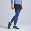 KIPRUN KIPRUN WOMEN'S RUNNING TIGHTS LIGHTWEIGHT & BREATHABLE BLACK BLUE BLACK/Navy blue/Navy blue