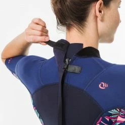 OLAIAN Women's Surfing Shorty short-sleeved with back zip 500 WAKU Navy blue/Galaxy blue/Fluo coral pink 14 OLAIAN Women's Surfing Shorty short-sleeved with back zip 500 WAKU Navy blue/Galaxy blue/Fluo coral pink -Women Sports Elegant Store ka890ebb03193b64ff5785eceab38d58a