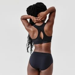 KALENJI RUN EASY ZIP PADDED BRA BLACK BLUE -Women Sports Elegant Store ka8a72990313c1be51712cc7c40a25ed9