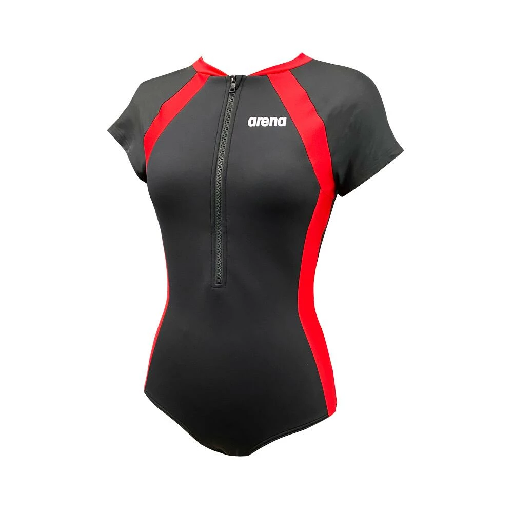 ARENA arena LADIES SWIMWEAR COLOR BLOCK SS HALF ZIP DOUBLE LAYER one piece BLACK 1 ARENA arena LADIES SWIMWEAR COLOR BLOCK SS HALF ZIP DOUBLE LAYER one piece BLACK