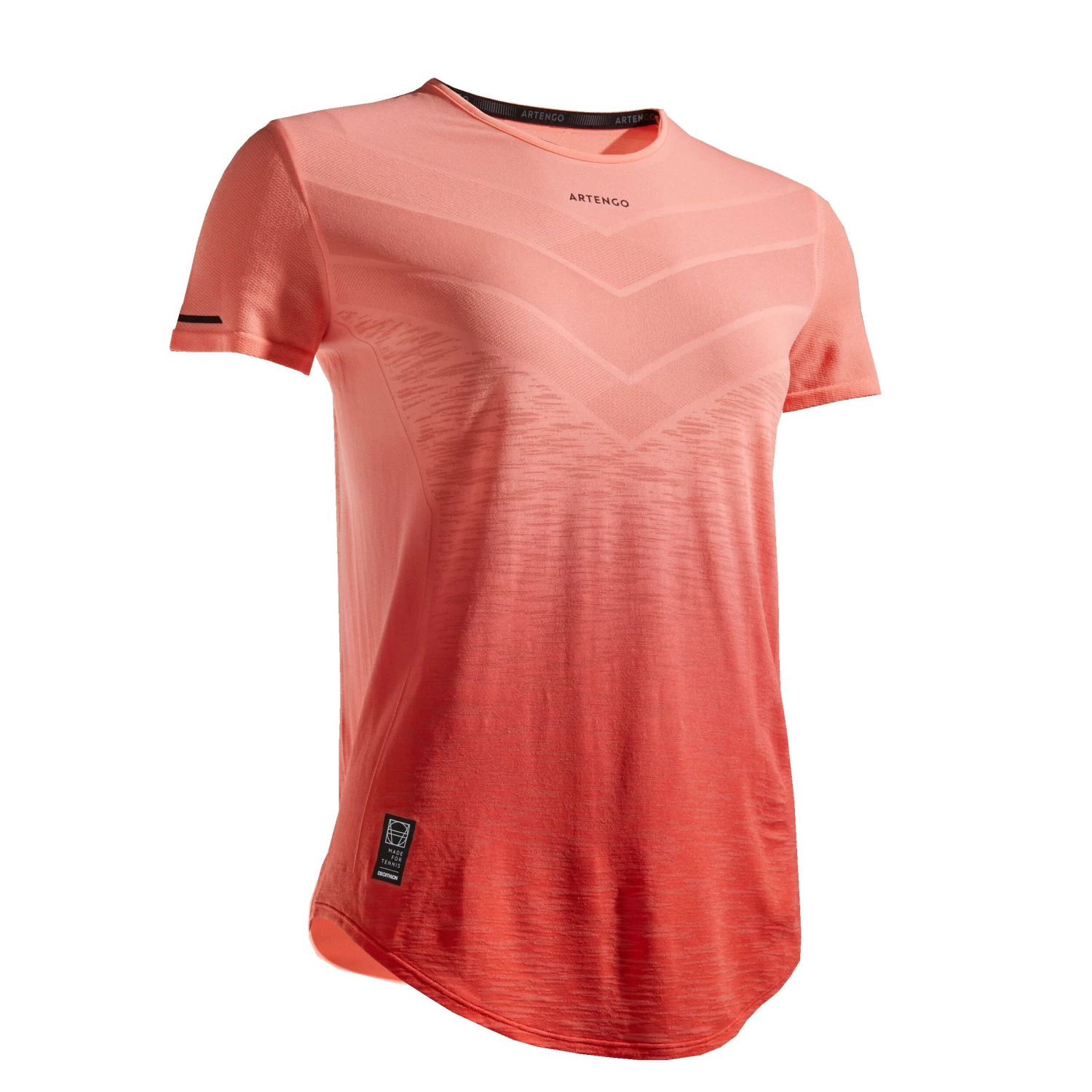 ARTENGO Women's Tennis T-Shirt TS Light 990 Fluo peach/Bright tomato 2 ARTENGO Women's Tennis T-Shirt TS Light 990 Fluo peach/Bright tomato - Image 2