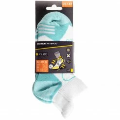 ARTENGO Low Sport Socks RS 900 Tri-Pack WHITE/Pale turquoise -Women Sports Elegant Store kad0ddf05e96e2a95aac46c5b178f8035