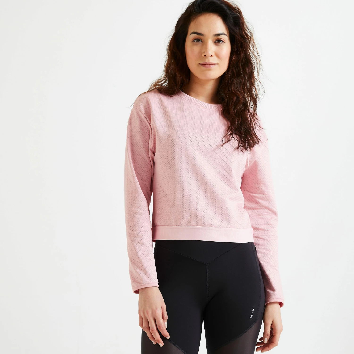 DOMYOS Women's Fitness Cardio Training Sweatshirt 500 PINK/Desert rose 2 DOMYOS Women's Fitness Cardio Training Sweatshirt 500 PINK/Desert rose - Image 2