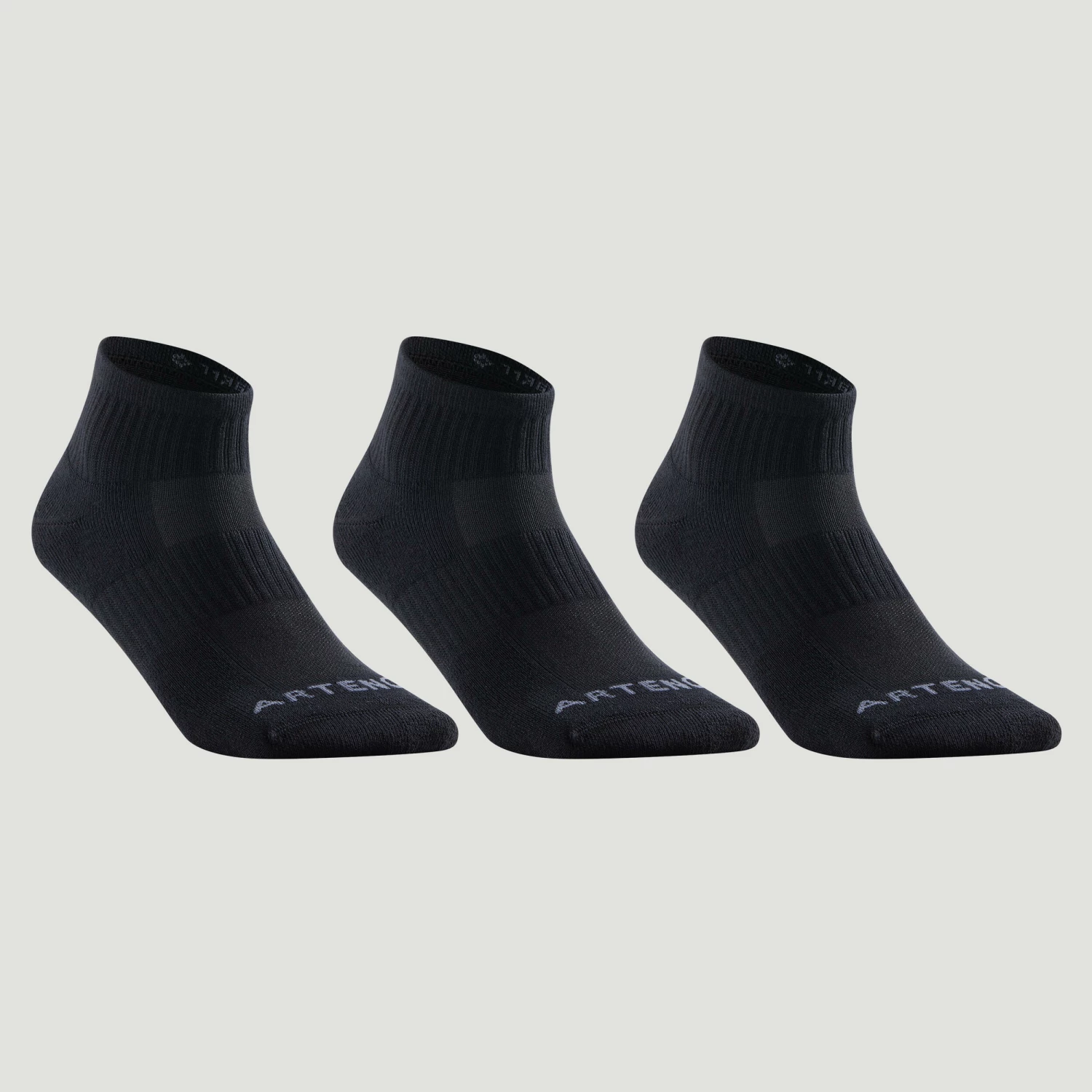 ARTENGO Mid Tennis Socks RS 500 Tri-Pack BLACK 2 ARTENGO Mid Tennis Socks RS 500 Tri-Pack BLACK - Image 2