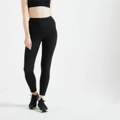 DOMYOS High-Waisted Fitness Leggings BLACK