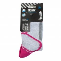 OXELO Women's Skating Socks FIT LIGHT GREY/Dark mulberry -Women Sports Elegant Store kbbfb1455ddaf9051ef323b9891b35461