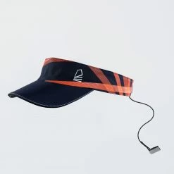 TRIBORD Men's, Women's, Kids' Unisex Sailing Visor Sailing 500 Asphalt blue/BLACK/Fluo blood orange