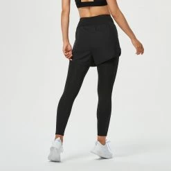 DOMYOS Fitness 2-in-1 Leggings / Shorts BLACK -Women Sports Elegant Store kbc69350bc7377b5b42fa9f43cf8edf32