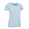 KIMJALY Women's Short-Sleeved Seamless Yoga T-Shirt Faded denim
