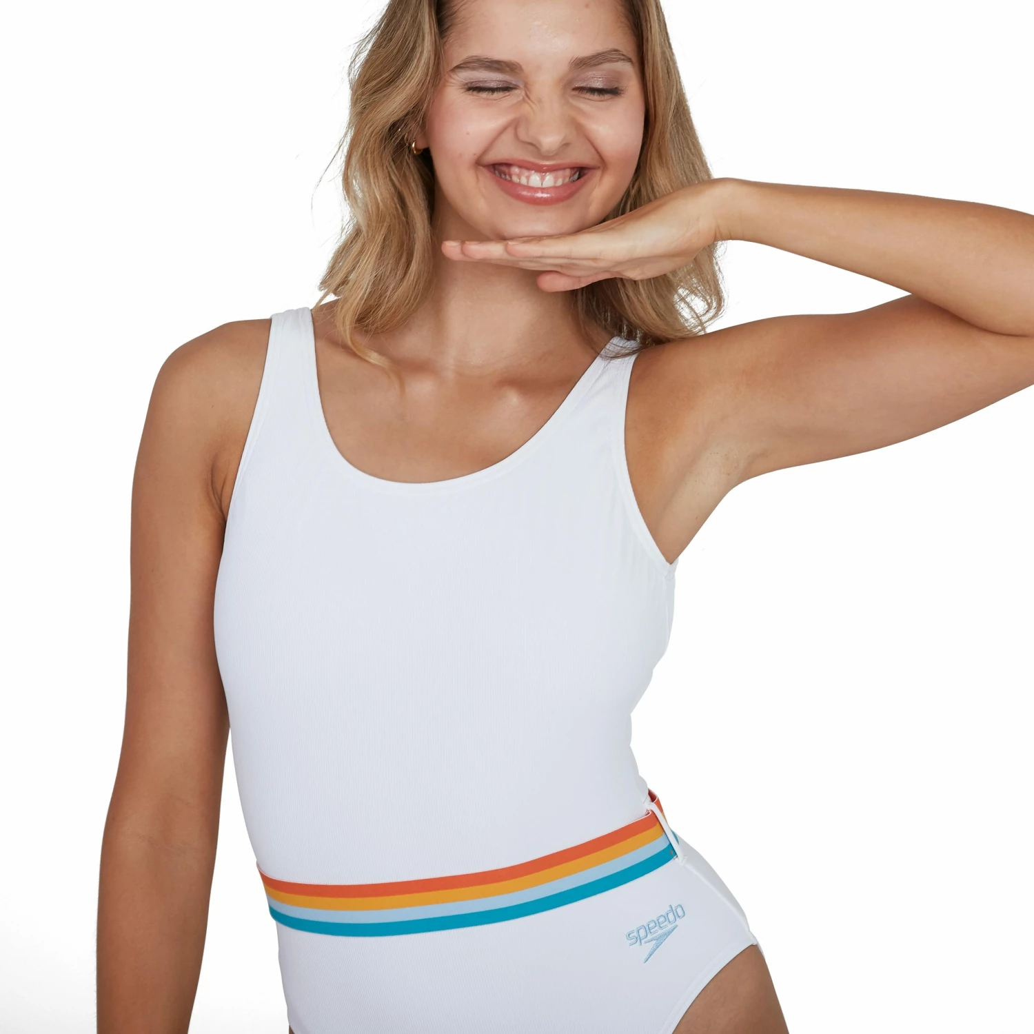 SPEEDO LADIES RAINBOW 1PC SWIMSUIT WHITE 2 SPEEDO LADIES RAINBOW 1PC SWIMSUIT WHITE - Image 2