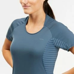 QUECHUA Women's Mountain Walking Short-Sleeved T-Shirt MH500 OLD PINK -Women Sports Elegant Store kc163b8d9022aca7fb8fcb5bc2002712b