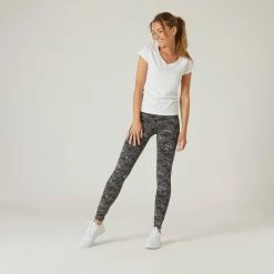 NYAMBA Stretchy High-Waisted Cotton Fitness Leggings GREY 8 NYAMBA Stretchy High-Waisted Cotton Fitness Leggings GREY -Women Sports Elegant Store kc263aecfc3f44c1aa435b31fe7579ee7