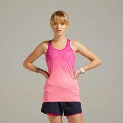 KIPRUN KIPRUN CARE WOMEN'S BREATHABLE RUNNING TANK TOP Fluo crimson/Snow white -Women Sports Elegant Store kc56259bbeaa220adc6a21aaa439c71cf