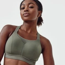 KALENJI COMFORT RUNNING BRA Khaki grey/Khaki grey/Khaki grey -Women Sports Elegant Store kc62970953a5a0f6862f62941fe2497cc