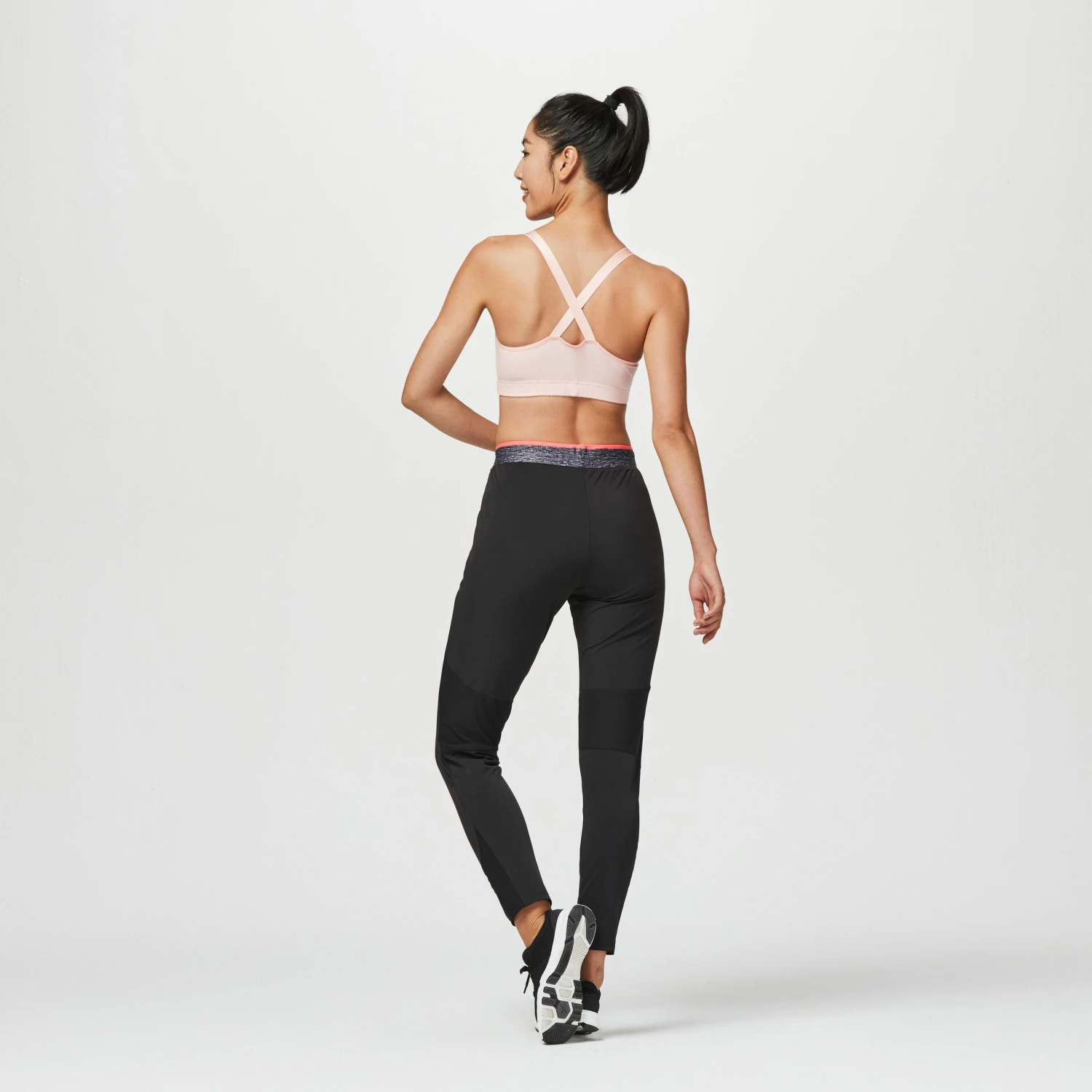 DOMYOS Women's Fitness Cardio Training Bottoms BLACK/GREY/Fluo coral pink 6 DOMYOS Women's Fitness Cardio Training Bottoms BLACK/GREY/Fluo coral pink - Image 6