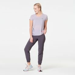 KALENJI WOMEN'S RUN LIGHT T-SHIRT Light grey/PURPLE 9 KALENJI WOMEN'S RUN LIGHT T-SHIRT Light grey/PURPLE -Women Sports Elegant Store kcca0c2b29bf065fa6959fcf72307d07d