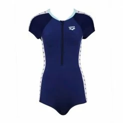 ARENA arena LADIES SWIMWEAR MINIMALISM HALF ZIP DOUBLE LAYER one piece Navy blue