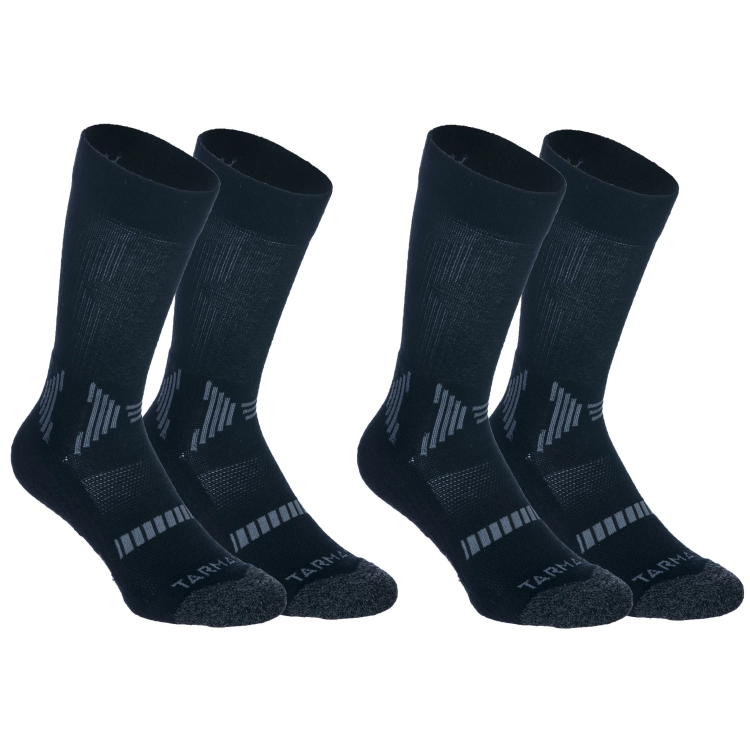 TARMAK Men's/Women's Basketball Mid Socks 2-Pack SO500 BLACK/Dark grey 2 TARMAK Men's/Women's Basketball Mid Socks 2-Pack SO500 BLACK/Dark grey - Image 2