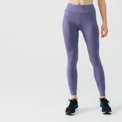 KALENJI RUN WARM + WOMEN'S RUNNING WARM TIGHTS BLUE/PURPLE/PURPLE
