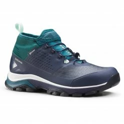 QUECHUA ULTRA-LIGHT WATERPROOF HIKING SHOES Turquoise/DARK BLUE