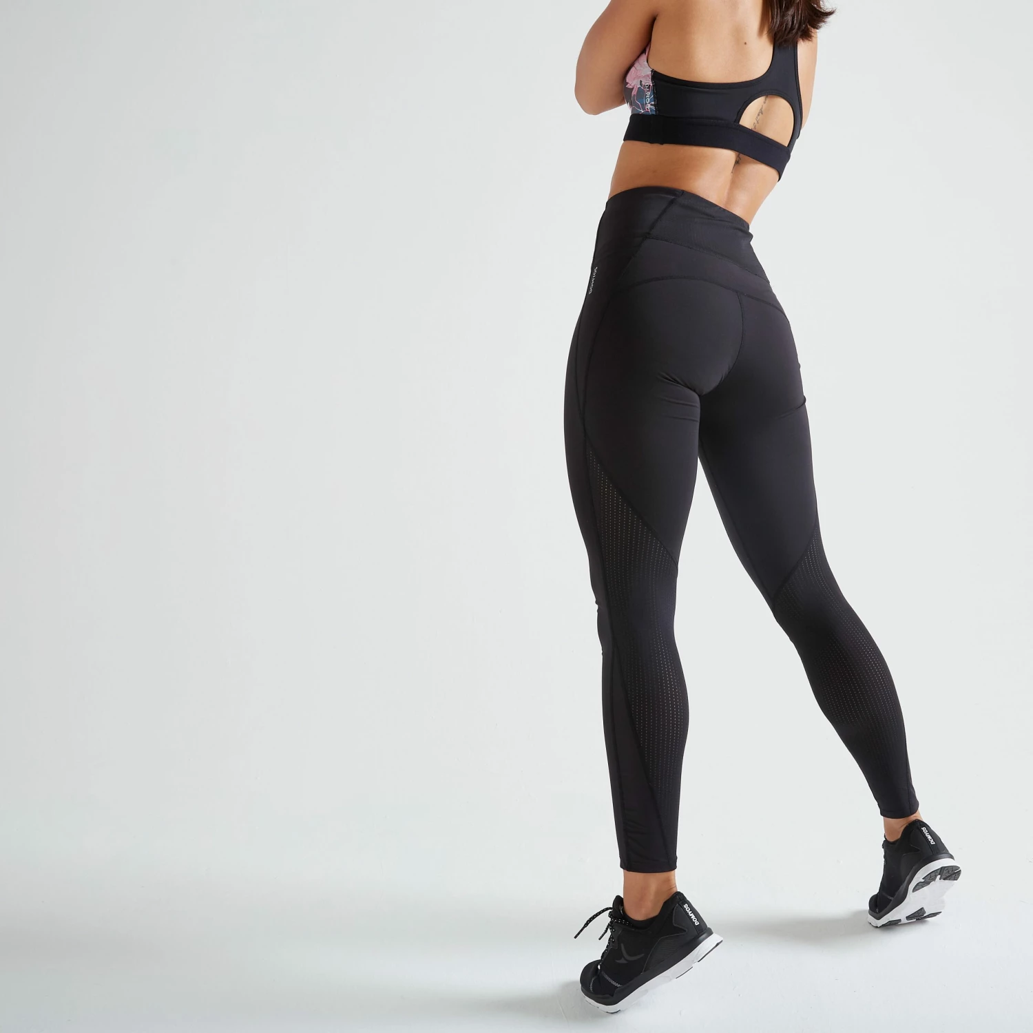 DOMYOS High-Waisted Shaping Fitness Leggings BLACK 3 DOMYOS High-Waisted Shaping Fitness Leggings BLACK - Image 3