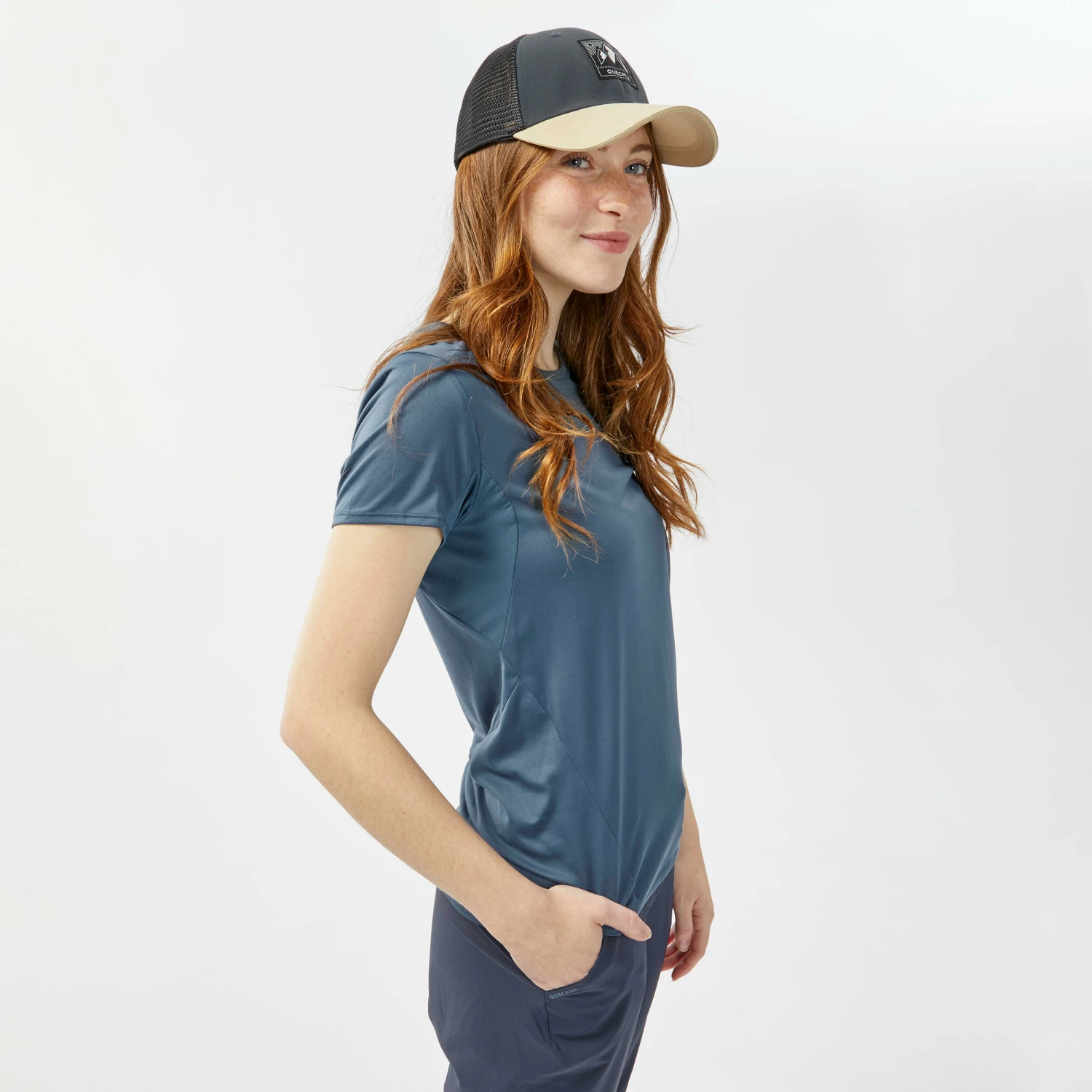 QUECHUA Women’s Mountain Walking Short-Sleeved T-Shirt MH100 Storm grey 5 QUECHUA Women’s Mountain Walking Short-Sleeved T-Shirt MH100 Storm grey - Image 5