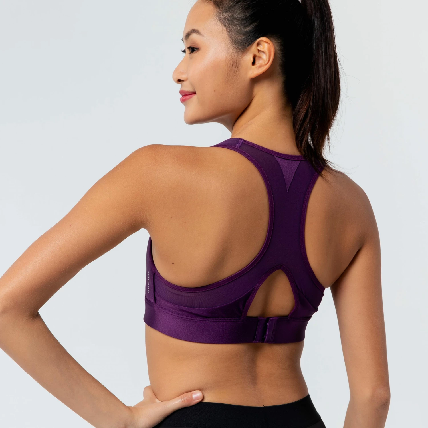 DOMYOS Women's Fitness Cardio Training Sports Bra 500 Eggplant 3 DOMYOS Women's Fitness Cardio Training Sports Bra 500 Eggplant - Image 3