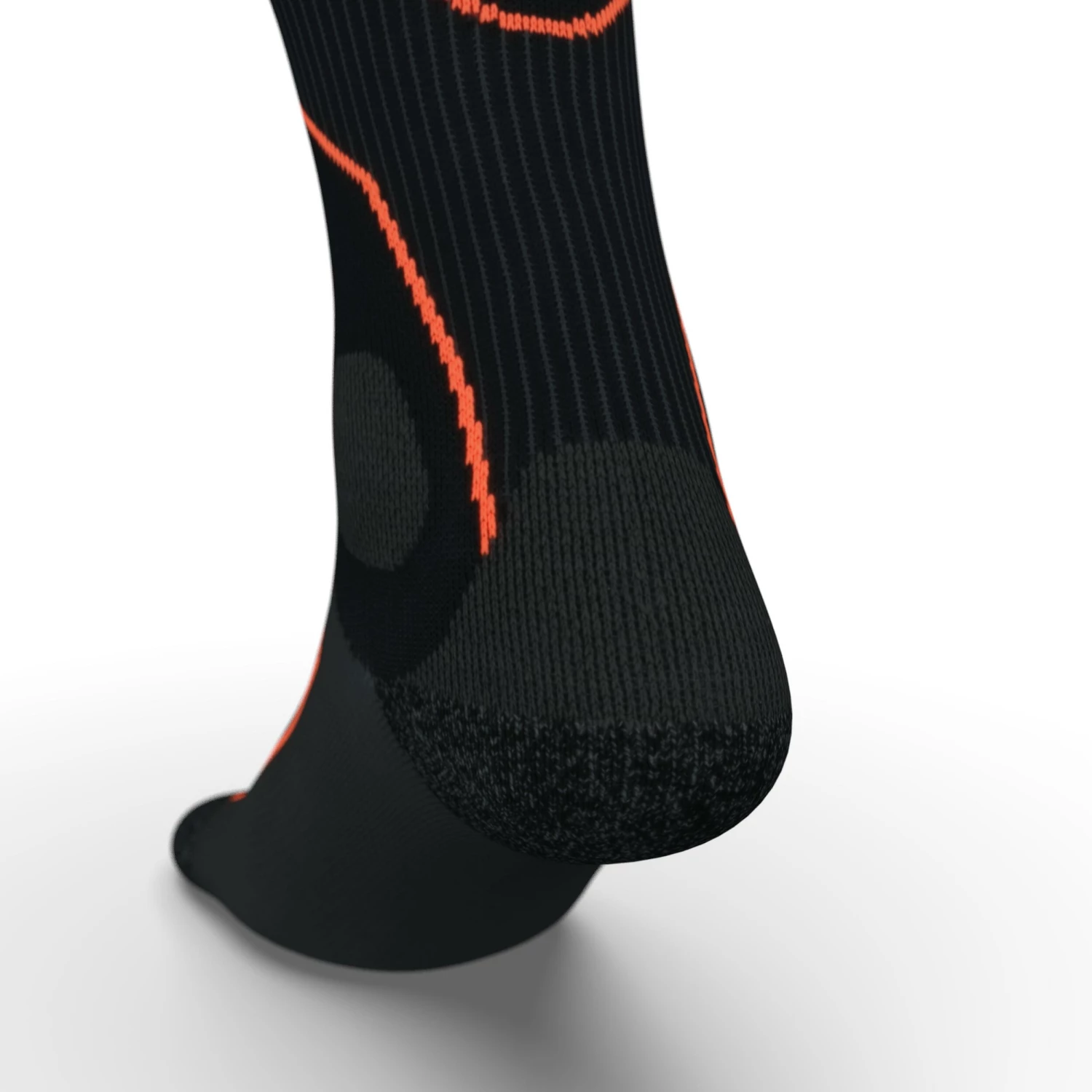 KIPRUN RUNNING COMPRESSION SOCKS BLACK/Fluo blood orange 5 KIPRUN RUNNING COMPRESSION SOCKS BLACK/Fluo blood orange - Image 5