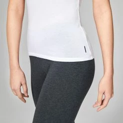 NYAMBA 500 Slim-Fit Women's Pilates & Gentle Gym T-Shirt GREY BLUE -Women Sports Elegant Store keb5ed4c6a1e0a054dad86b11f2ce8d7e