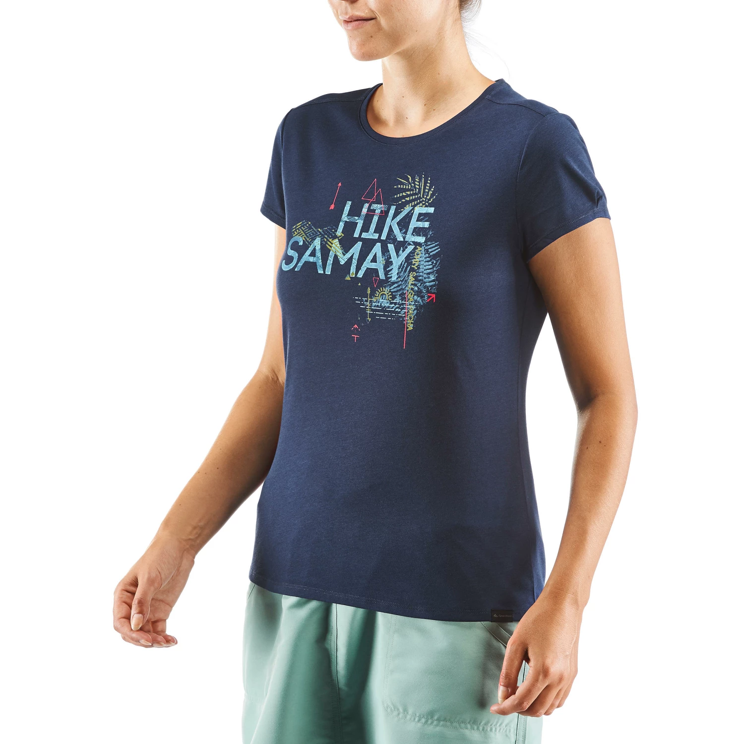 QUECHUA Women's Hiking T-shirt Navy blue/DARK BLUE 2 QUECHUA Women's Hiking T-shirt Navy blue/DARK BLUE - Image 2