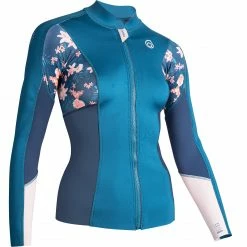 SUBEA Women's Long Sleeve Neoprene Thermal Top 900 Blue Deep petrol blue/Dark blue/Desert rose